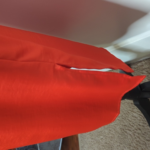 Christian Lacroix Square Neck Keyhole Satin Midi Dress Side Ties Orange Red XS - Picture 4 of 13